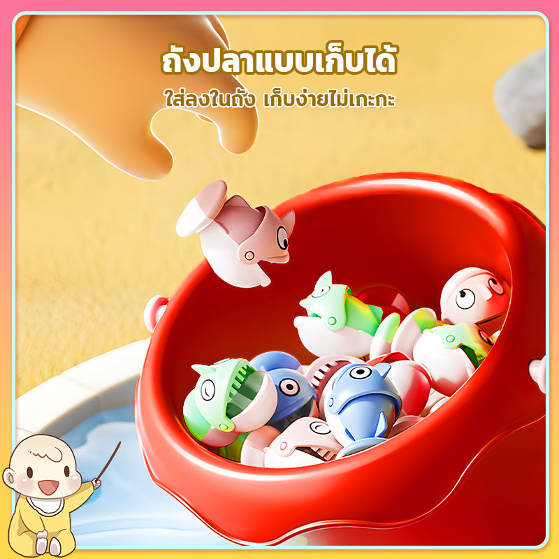 ชิ้นพร้อม USBเกมส์ตกปลา แม่เหล็ก ของเล่นตกปลา ชุดอุปกรณ์ตกปลาแม่เหล็ก มีเสียงเพลง หมุนได้ พร้อมเบ็ด